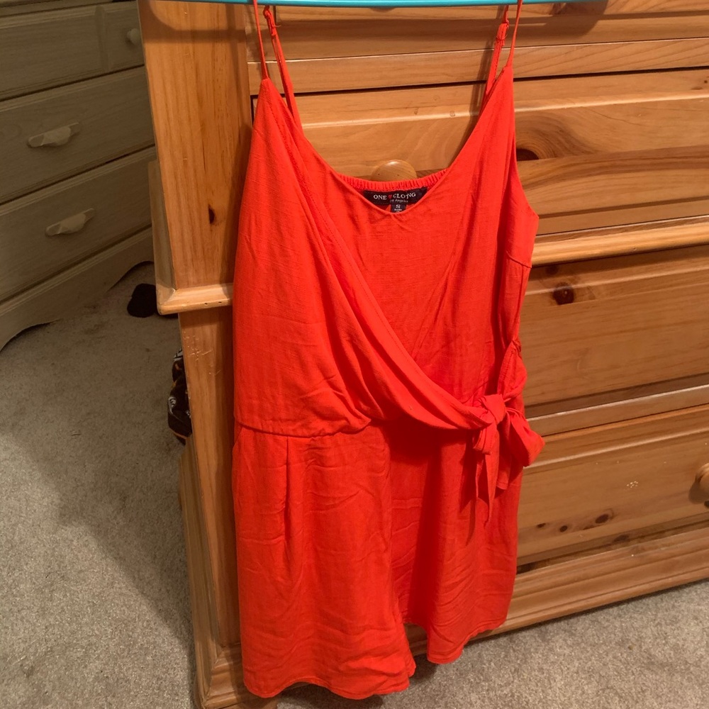 Red/Orange Romper with Pockets